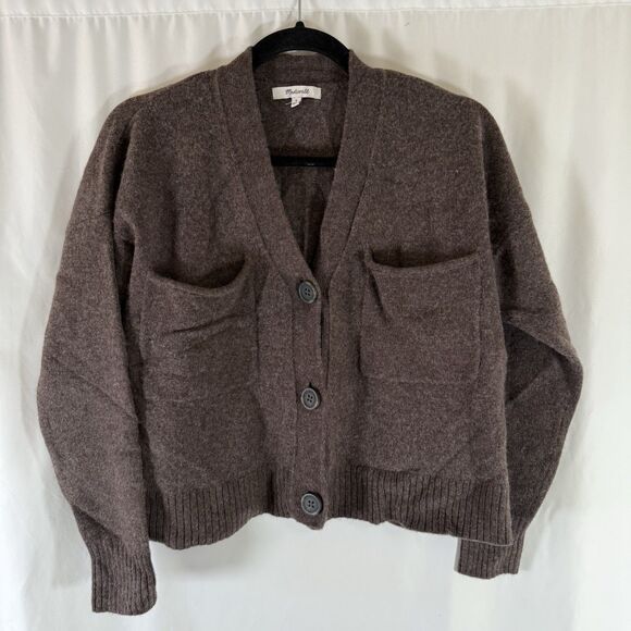 Madewell Sweaters - Madewell Wool Blend Cardigan Women's Small Brown Cropped Long Sleeve Buttons